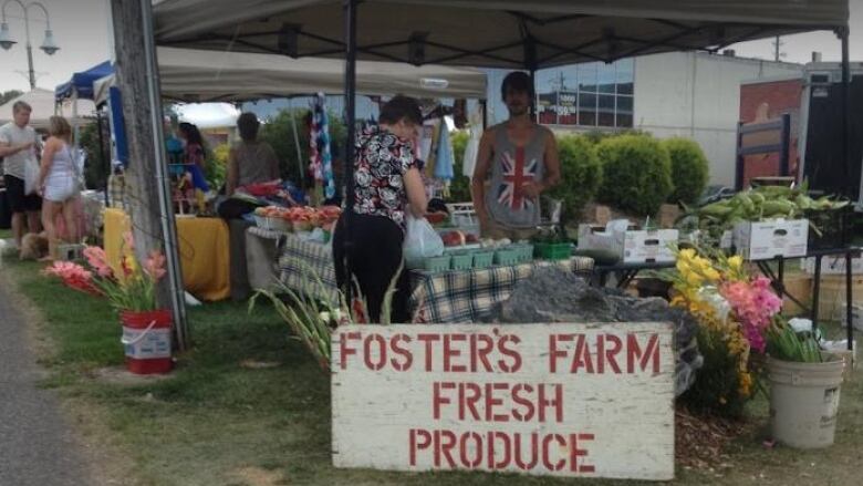 a stand at a farmers market