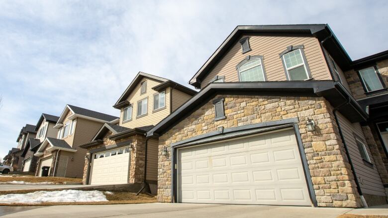 A row of suburban houses.