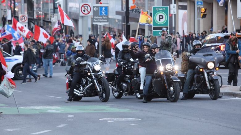 Participants in downtown Ottawa on the first day of the Rolling Thunder rally April 29, 2022.