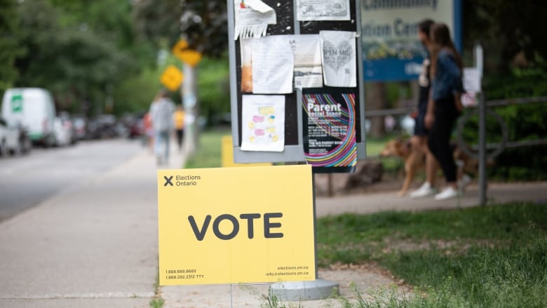 Yellow Elections Ontario sign reading 