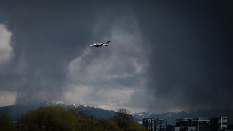 A Pacific Coastal airplane makes it descent into YVR airport in Richmond, British Columbia on Thursday, April 14, 2022.