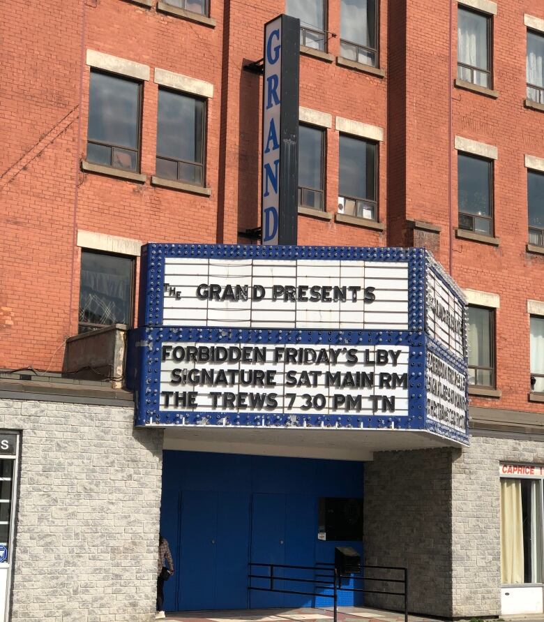 Marquee sign and front entrance to bar.