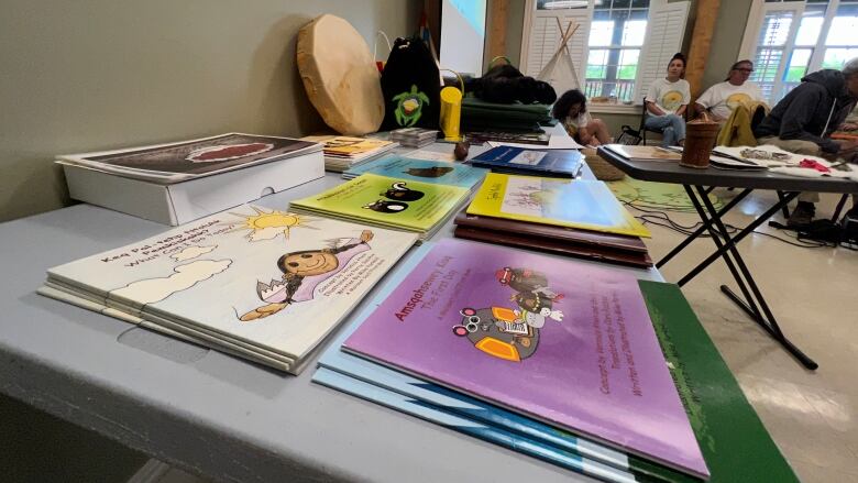 Books on a table