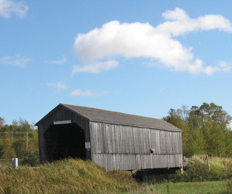 A covered bridge.