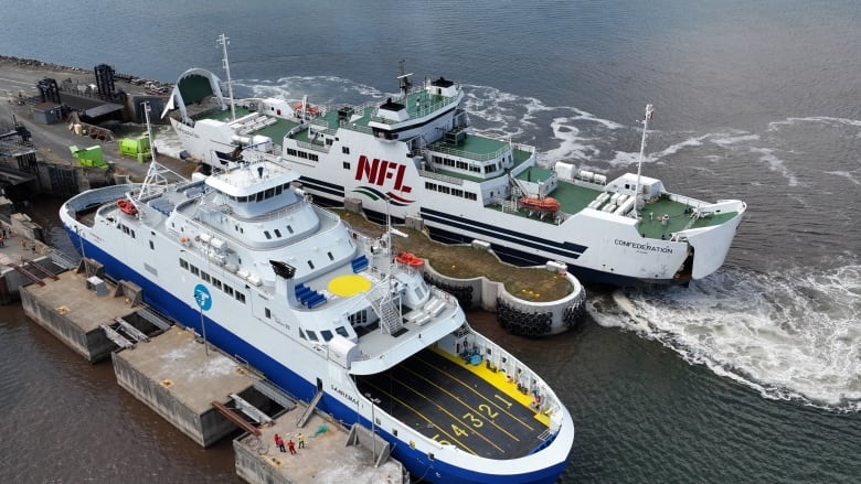 two ferries docking