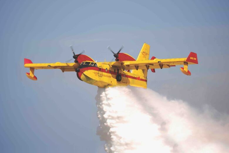 A yellow water-bomber.