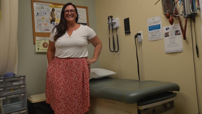 Nurse practitioner Tricia Provost stands in an exam room at the Wawa hospital.