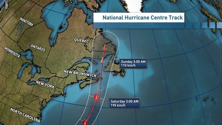 An updated forecast Wednesday morning has moved the likely path of the hurricane a little closer to Prince Edward Island, and it is also projected to be stronger.