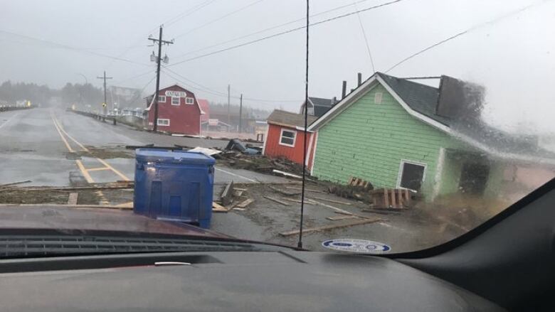 Damage to buildings in Stanley Bridge following post-tropical storm Fiona.