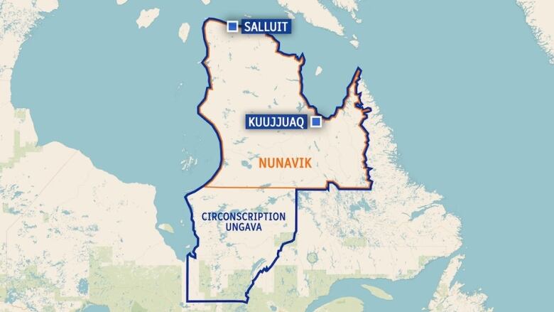 A map showing Nunavik in northern Quebec.