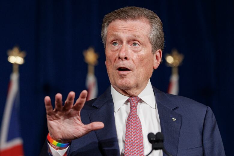 Mayor John Tory speaks during a news conference at Queen's Park on June 27, 2022.