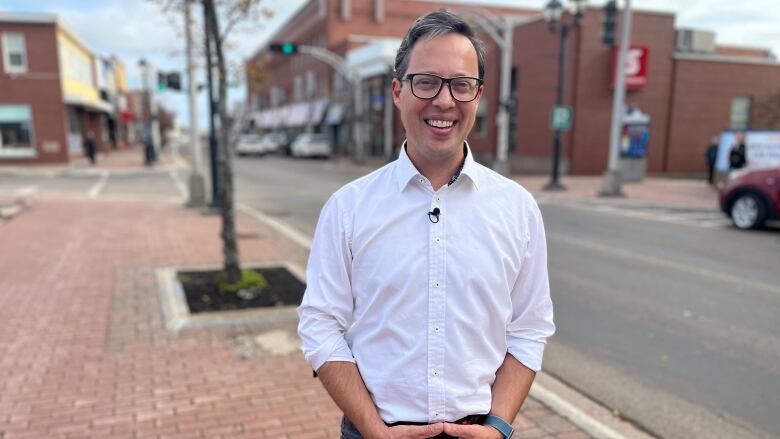 Dan Kutcher standing on Water Street in Summerside.