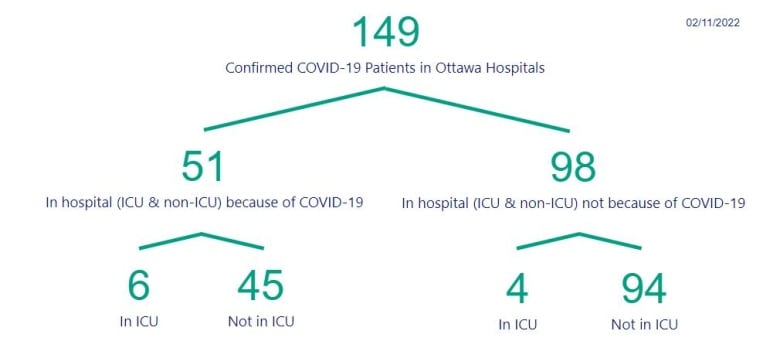 A graphic breaking down Ottawa COVID-19 hospitalizations.