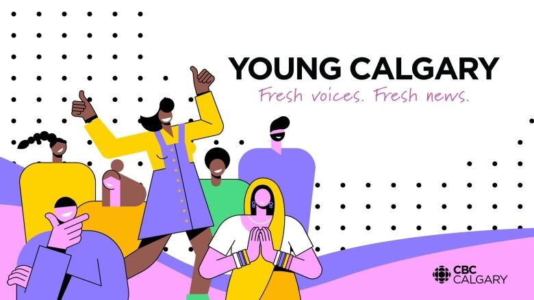 An artist's representation of young people with the words Young Calgary. 