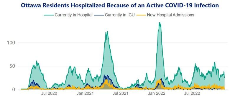 A line graph of COVID-19 hospitalizations since the winter of 2020.