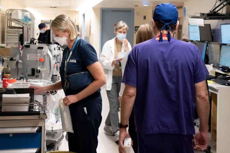 Health care workers in a hospital.