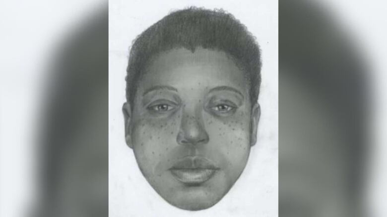 A police artist's sketch of a Black woman's face.