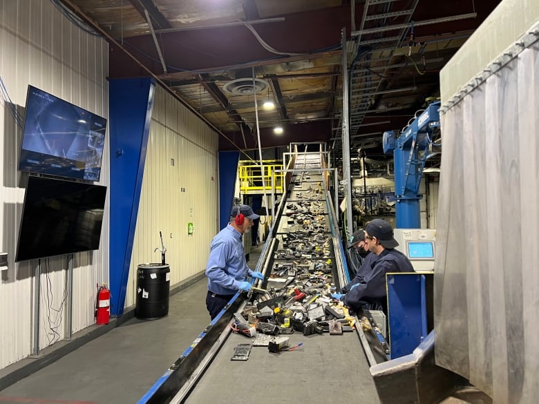 Lithium-ion batteries on their way to being shredded. 