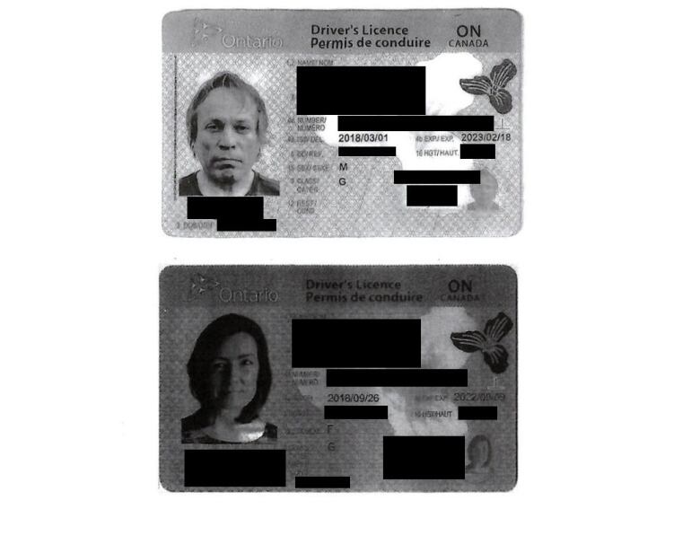 Two driver's licenses with information redacted.