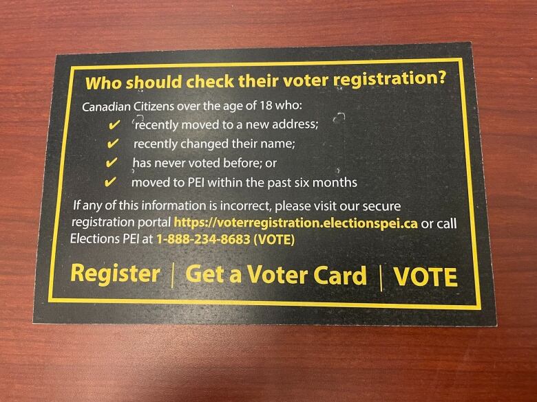 Card shows who should check their voter registration.