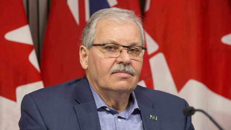 Ontario Public Service Employees Union president Warren (Smokey) Thomas speaks to reporters at Queen's Park in Toronto on Jan. 21, 2019.