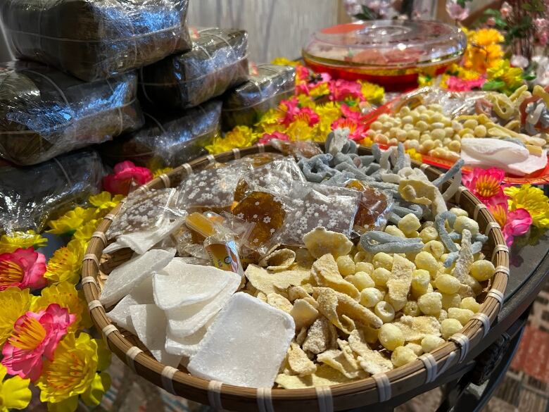 Food is displayed at a buffet for Lunar New Year in Charlottetown where about 500 people gathered.