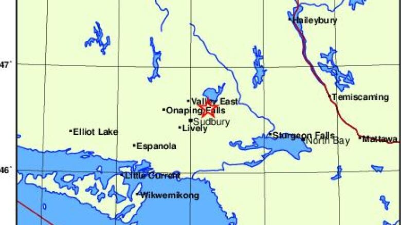 A map shows the location an earthquake hit.