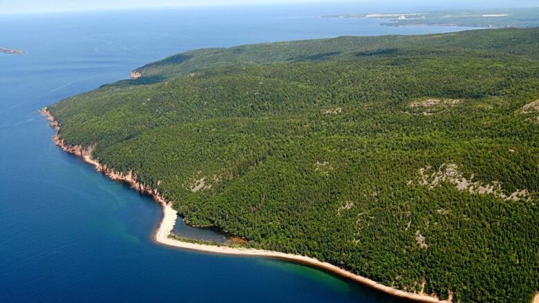 An aerial shot of the Kluskap Wilderness Area on Kellys Mountain, Cape Breton. 