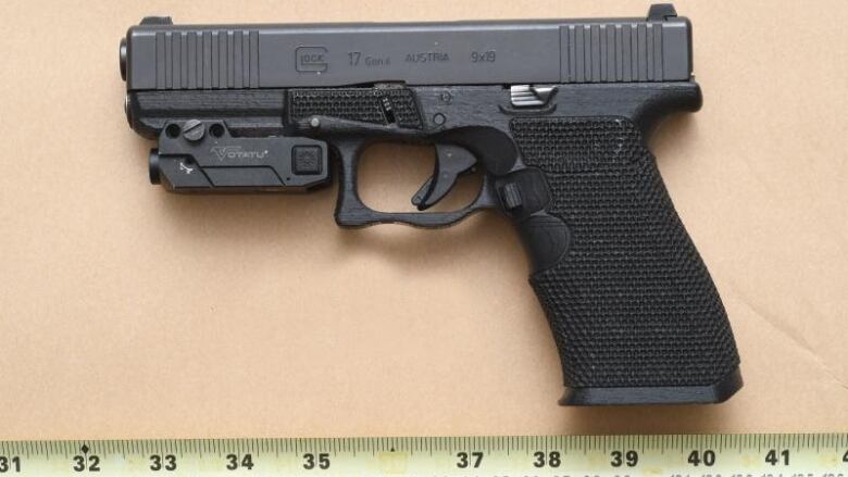 Winnipeg police previously seized this gun, which includes a 3D-printed receiver blank on the bottom. 