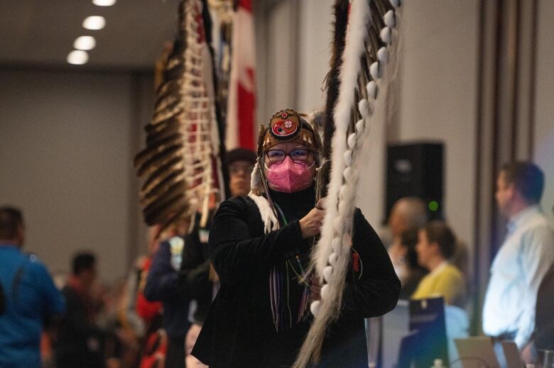 Assembly of First Nations National Chief RoseAnne Archibald leads a ceremony during the official start of the last special chiefs assembly in Ottawa on Dec. 6, 2022.