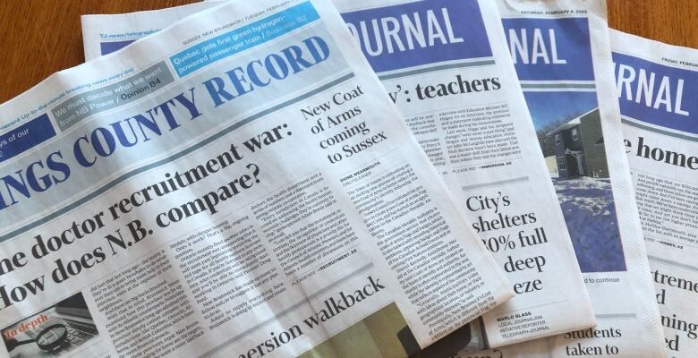 Several newspapers splayed for display.