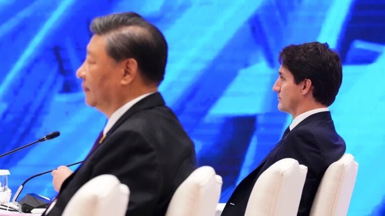 Prime Minister Justin Trudeau and Chinese President Xi Jinping participates in the Asia-Pacific Economic Cooperation (APEC) Leaders Retreat I on balanced, inclusive and sustainable growth at the APEC summit in Bangkok, Thailand, Friday, Nov. 18, 2022. 