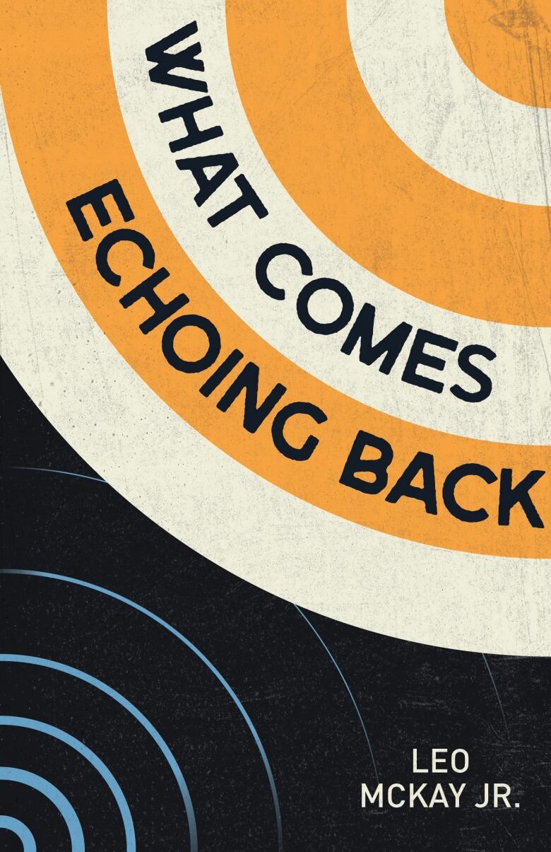 An orange, white and black book cover featuring circular graphics.