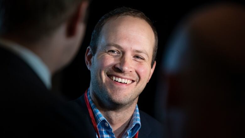 Member of Parliament for BeachesEast York Nathaniel Erskine-Smith speaks to reporters during the Liberal summer caucus retreat in St. Andrews, N.B. on Monday, September 12, 2022.