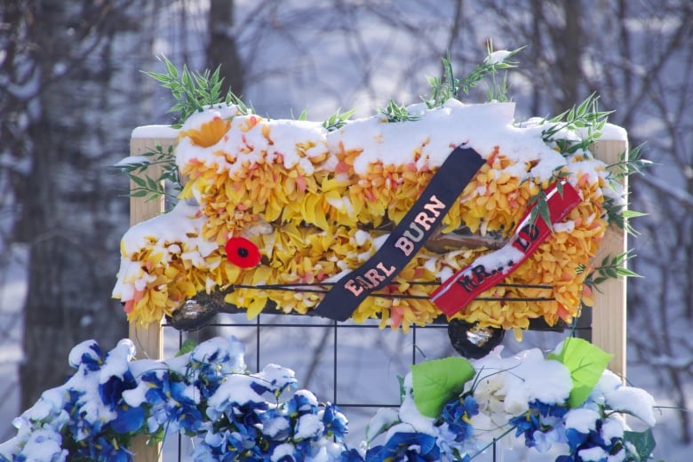 A memorial for Earl Burns Sr., 66, who died on Sept. 4 in James Smith Cree Nation inside a school bus he used to distract suspect Myles Sanderson.