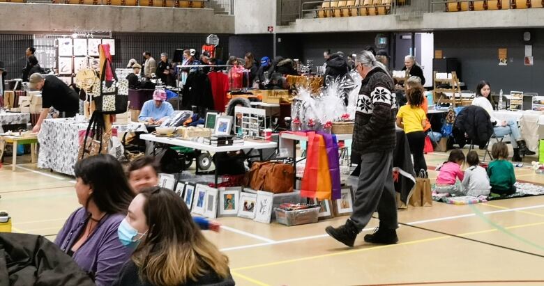 Vendors sell different Indigenous items at Conestoga College annual pow wow.