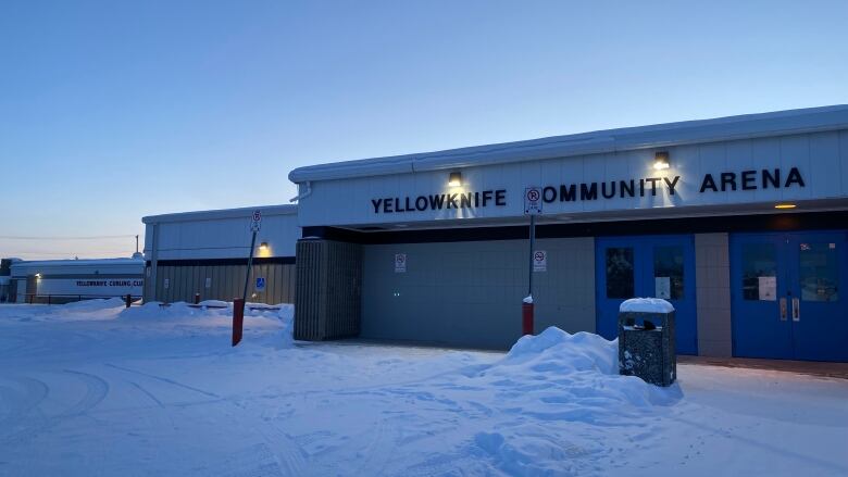 Blue building in blue snow. 