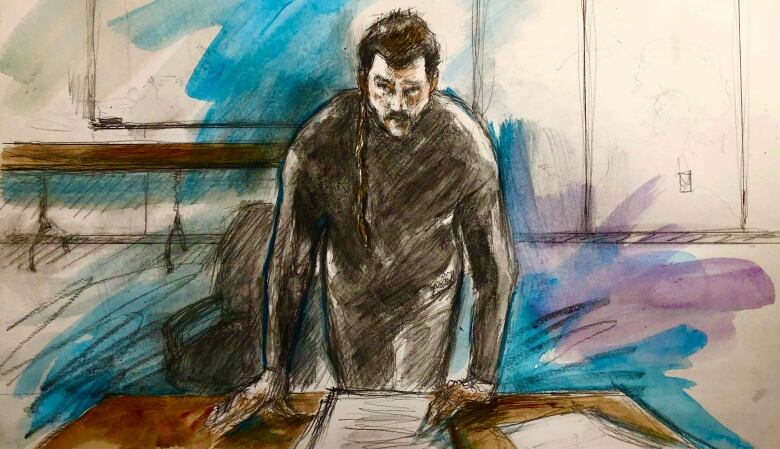 A court sketch of Dellen Millard.