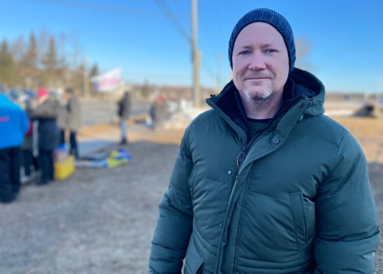 Mike Arfken, president of the UPEI Faculty Association stands at the picket line near UPEI.