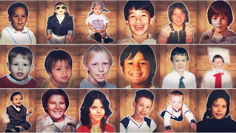 a grid of 18 photos of children, who would one day grow up to die from an overdose