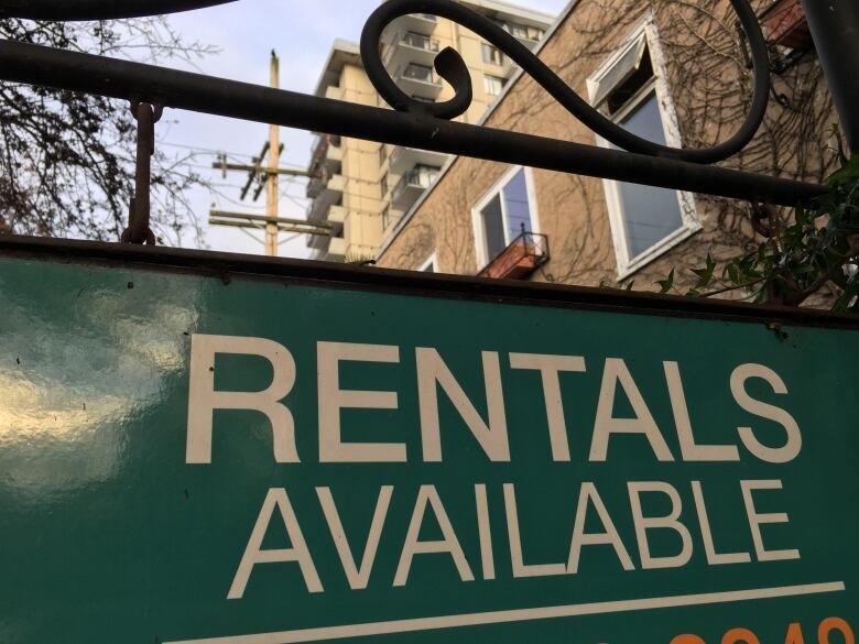 For rent sign on a West End Vancouver apartment rental unit. 