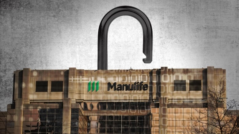 A Manulife building has been designed to look like an open padlock. 