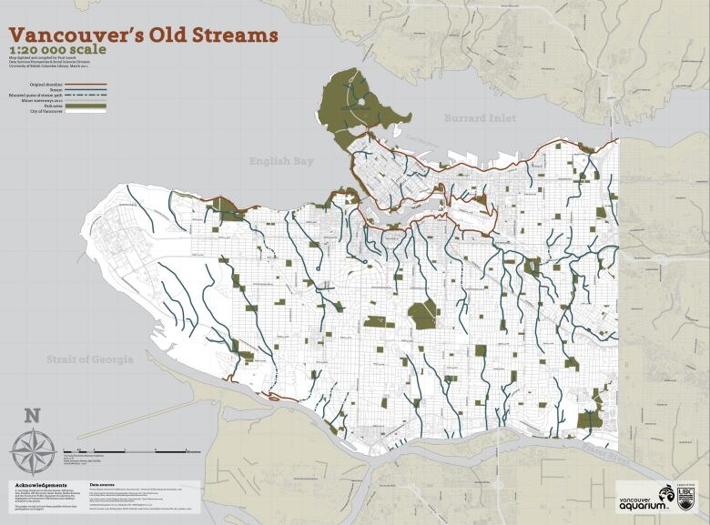 A map of the old rivers under the city of Vancouver.