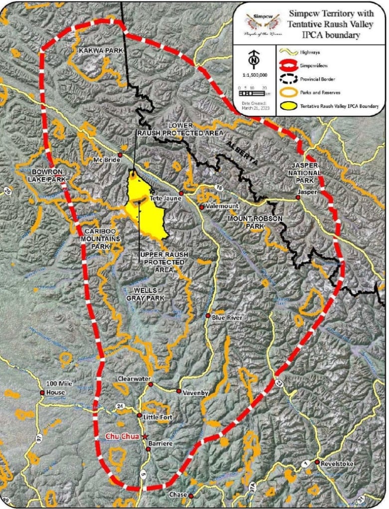 Map showing a yellow area and lined areas.