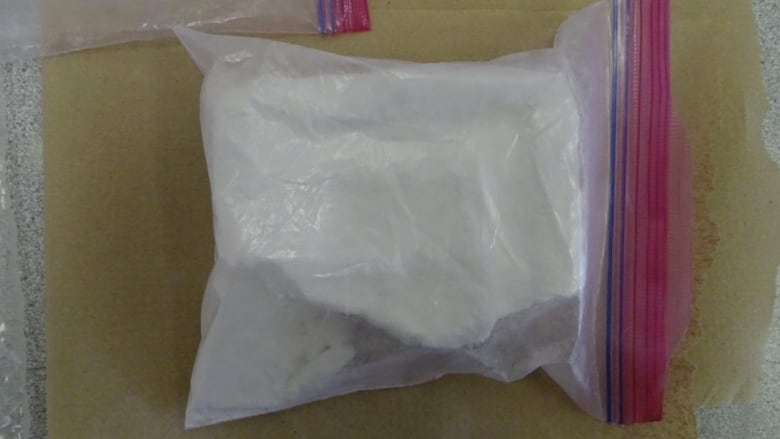 A ziplock bag with cocaine in it.