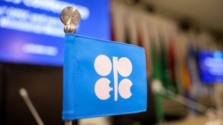 An OPEC-branded flag sits on the desk of a delegate at one of the oil cartel's meetings.