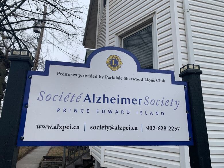 PEI Alzheimer Society sign at Charlottetown office.