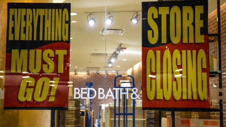 liquidation sales are shown at a bed bath and beyond location