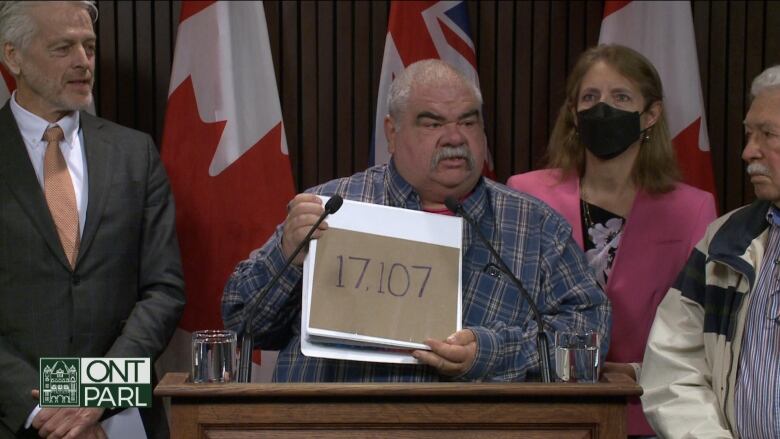 Minden resident, Richard Bradley, speaks at a press conference on the planned closure of the Minden ER. 