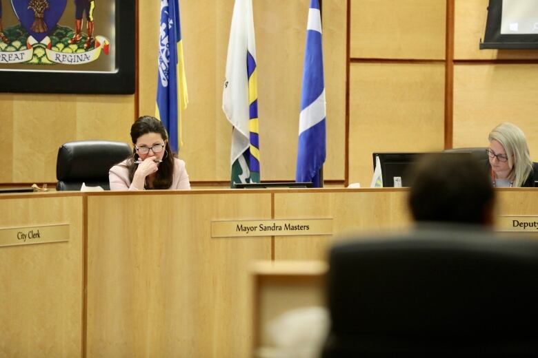 Mayor Sandra Masters takes part in a meeting of Regina city council. 